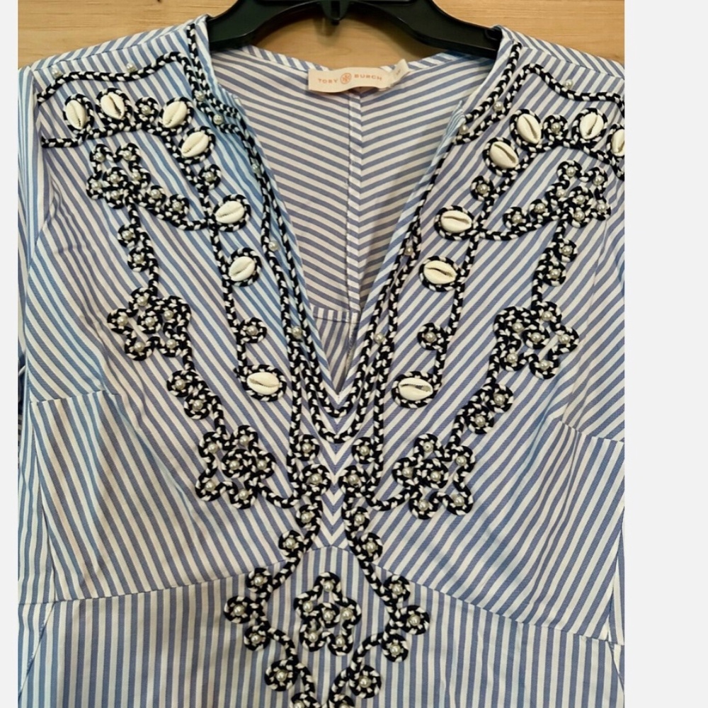 SOLD TORY BURCH ADELE EMBELLISHED CAFTAN DRESS – SIZE SMALL - Picture 4 of 9